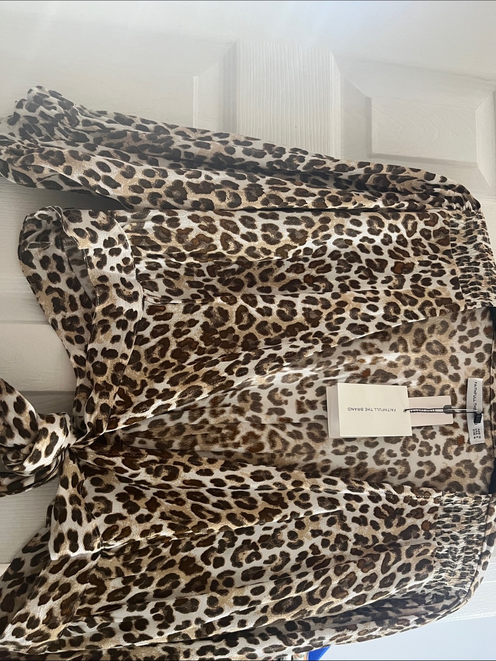 Faithfull the Brand Sheer Leopard-Print Tie-Front Blouse in Brown and Cream